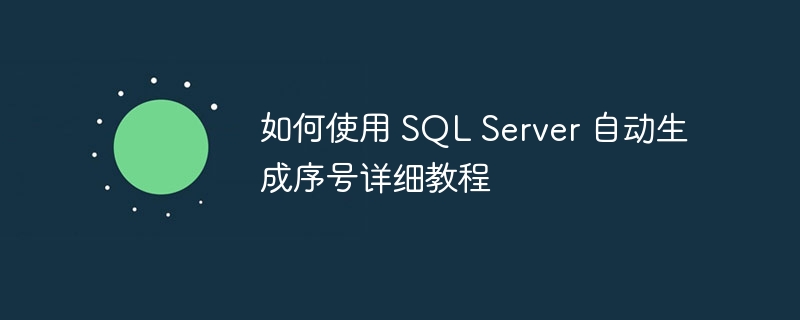 如何使用 SQL Server 自动生成序号详细教程（如何使用.自动生成.序号.教程.详细...）