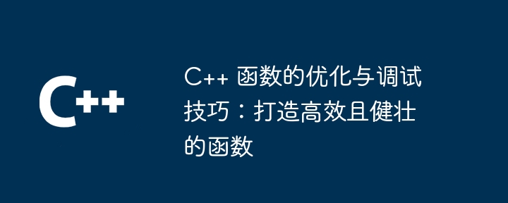 C++ 函数的优化与调试技巧：打造高效且健壮的函数（函数.高效.健壮.调试.优化...）