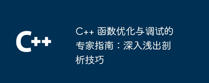 C++ 函数优化与调试的专家指南：深入浅出剖析技巧（深入浅出.剖析.函数.调试.优化...）