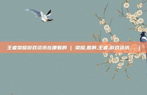 王者荣耀游戏资讯在哪看啊 ( 荣耀,看啊,王者,游戏资讯.... )