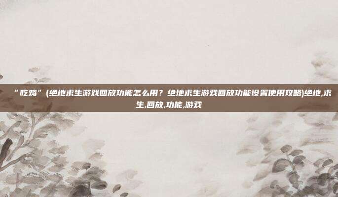 “吃鸡”(绝地求生游戏回放功能怎么用？绝地求生游戏回放功能设置使用攻略)绝地,求生,回放,功能,游戏