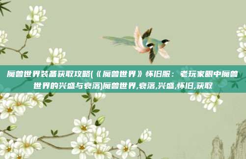 魔兽世界装备获取攻略(《魔兽世界》怀旧服:老玩家眼中魔兽世界的兴盛与衰落)魔兽世界,衰落,兴盛,怀旧,获取