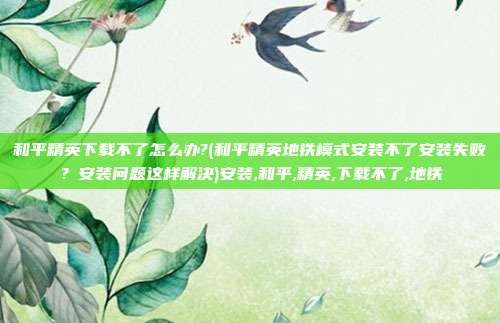 和平精英下载不了怎么办?(和平精英地铁模式安装不了安装失败？安装问题这样解决)安装,和平,精英,下载不了,地铁