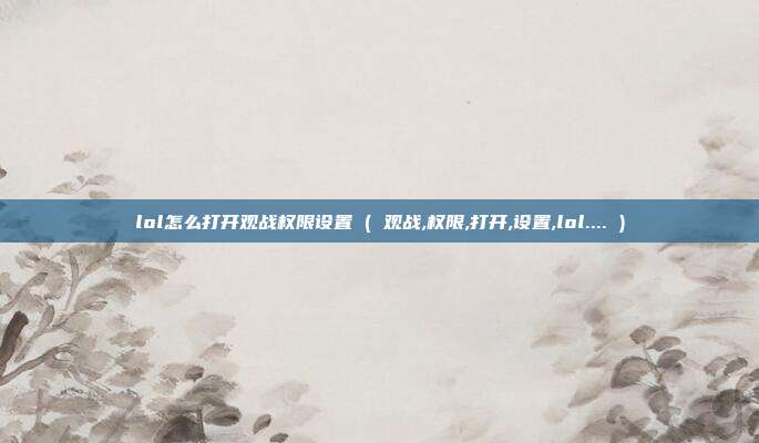 lol怎么打开观战权限设置 ( 观战,权限,打开,设置,lol.... )