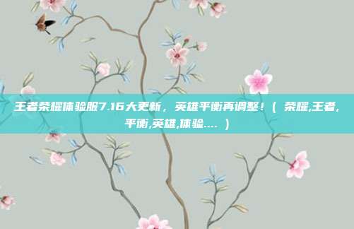 王者荣耀体验服7.16大更新，英雄平衡再调整！( 荣耀,王者,平衡,英雄,体验.... )